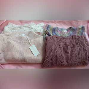 Lot of 4 sweaters. 3 Jamie Kay and 1 Tucker and Tate.
